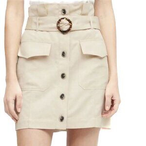 Banana Republic Paperbag Utility Skirt Button-Down Linen Blend Skirt Sz 6 - NWOT